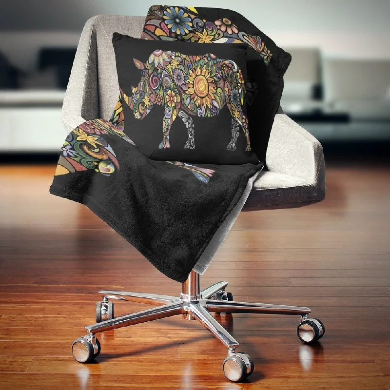 Designart 'Cheerful Rhinoceros' Animal Throw Blanket