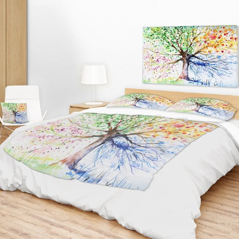 Designart 'Four Seasons Tree' Floral Throw Blanket