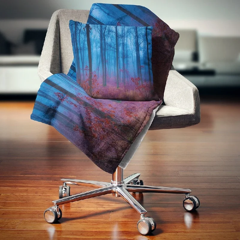 Designart 'Mysterious Blue Thick Woods' Modern Forest Throw Blanket