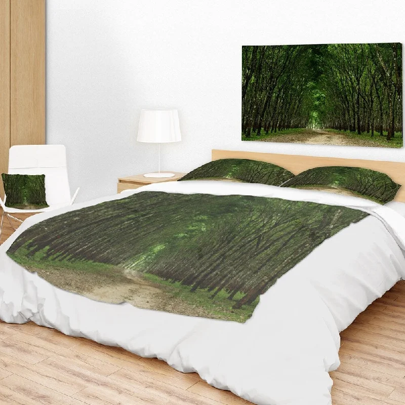 Designart 'Pathway in Thick Green Forest' Landscape Photography Throw Blanket