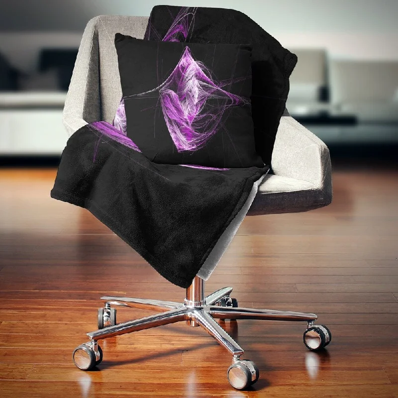 Designart 'Purple on Black Fractal Illustration' Abstract Throw Blanket