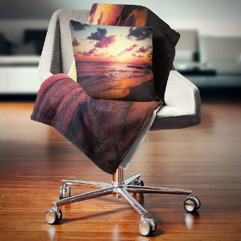 Designart 'Sea Sunset Landscape View' Seashore Throw Blanket