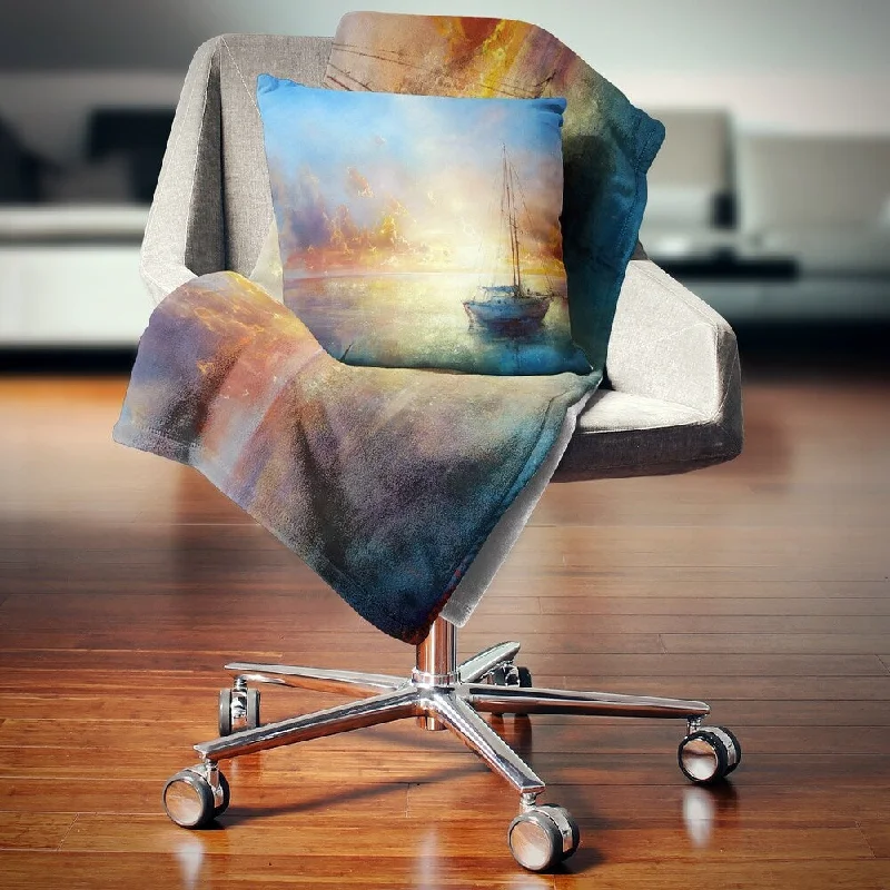 Designart 'Seascape Pier' Seascape Throw Blanket