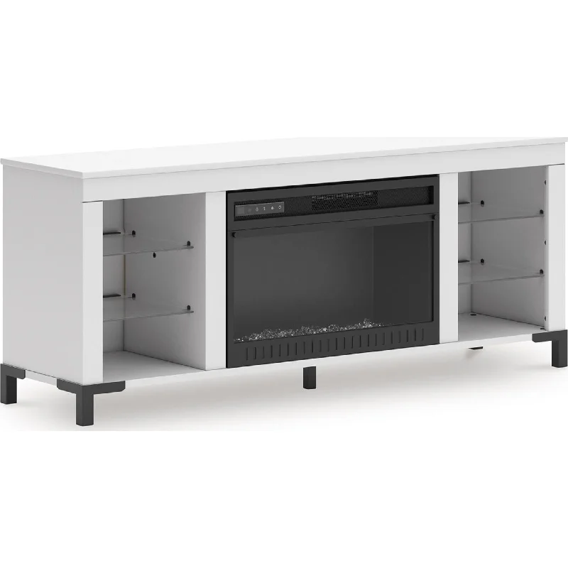 Brollevi TV Stand with Fireplace - White