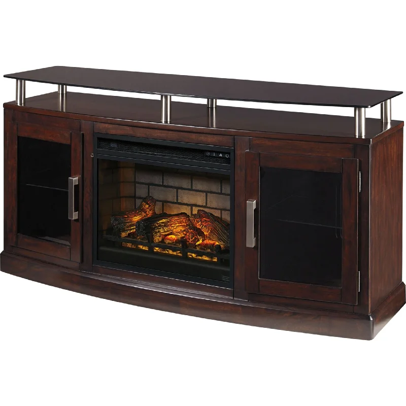 Chanceen TV Stand with Fireplace - Dark Brown