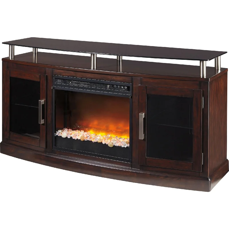 Chanceen TV Stand with Fireplace - Dark Brown