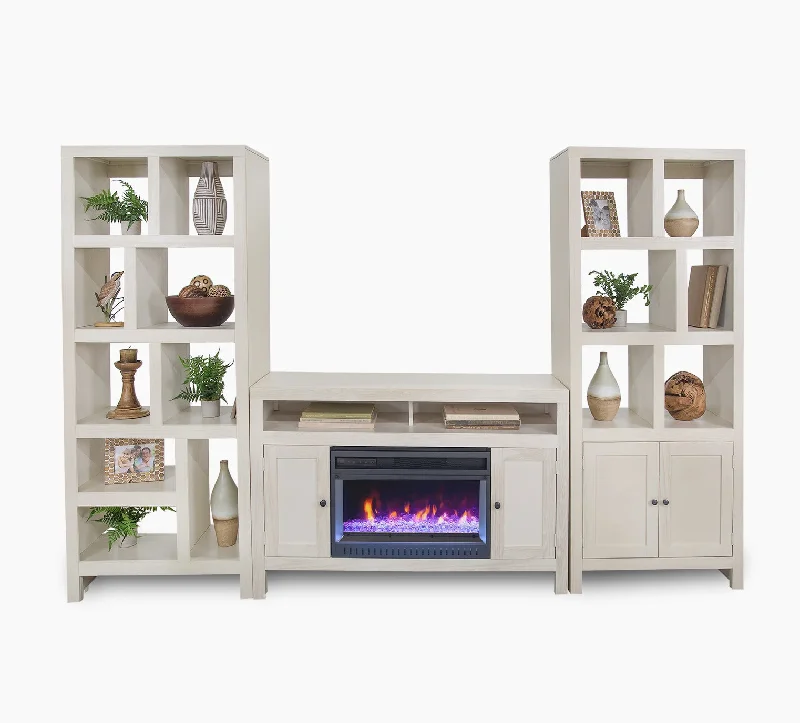 Del Mar 4 Piece Wall Unit with 52"TV Console and 26" firebox