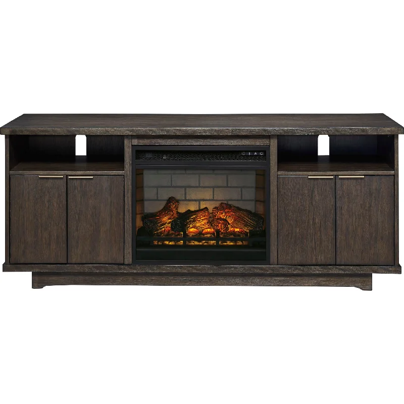 Brazburn TV Stand with Fireplace - Dark Brown