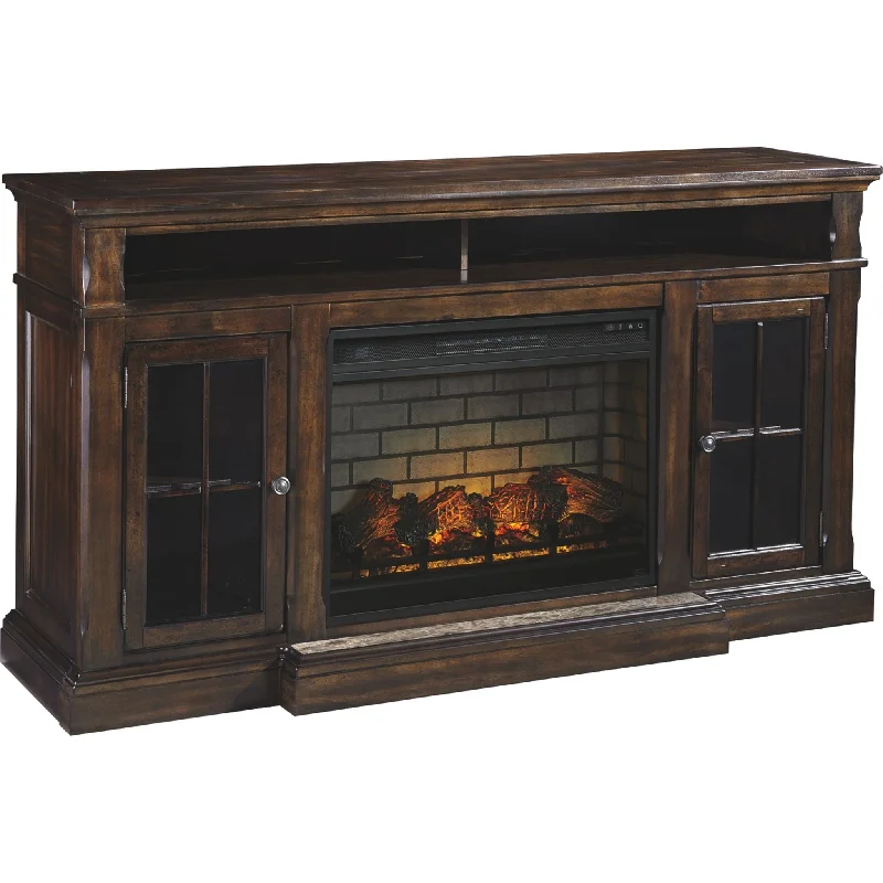 Roddinton TV Stand with Fireplace - Dark Brown