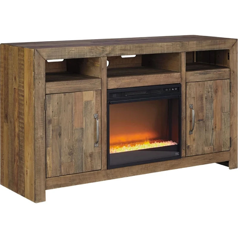 Sommerford TV Stand with Fireplace - Brown