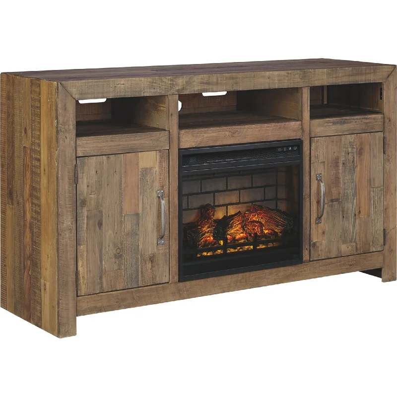 Sommerford TV Stand with Fireplace - Brown