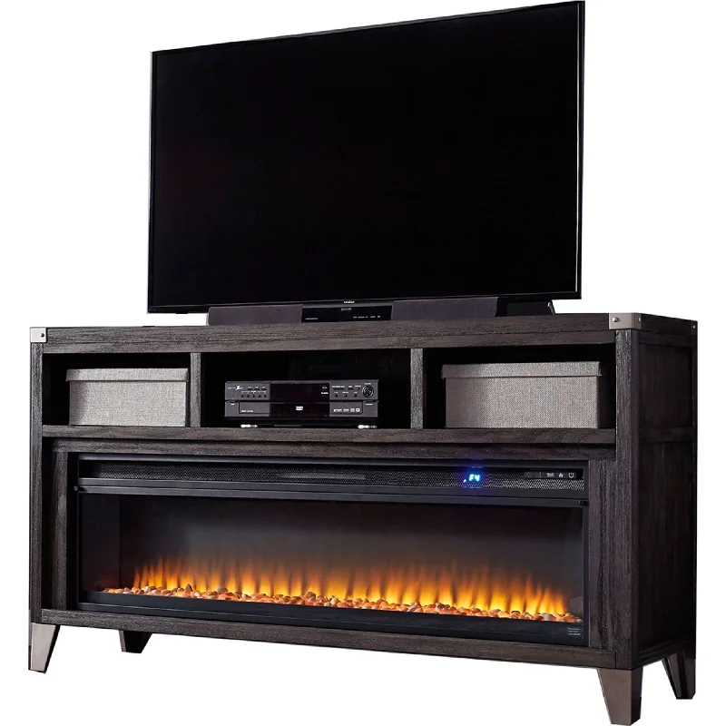 Todoe TV Stand with Fireplace - Gray